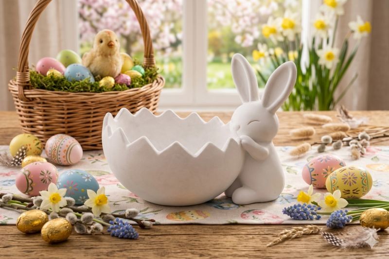 Tazón Decorativo de Pascua – Conejito & Cascarón